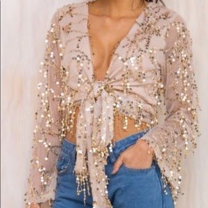 Princess Polly Gold Sequin Top